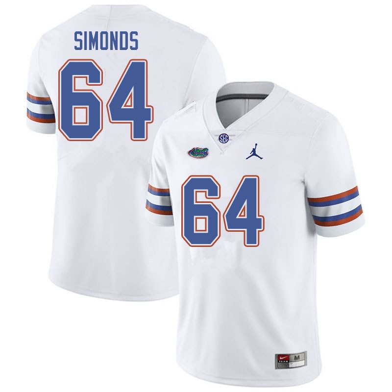 NCAA Florida Gators Riley Simonds Men's #64 Jordan Brand White Stitched Authentic College Football Jersey FCA0264LA